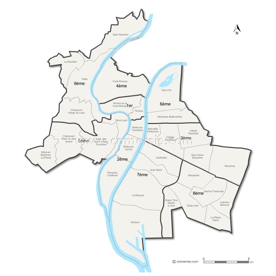 کا نقشہ لیون / arrondissement