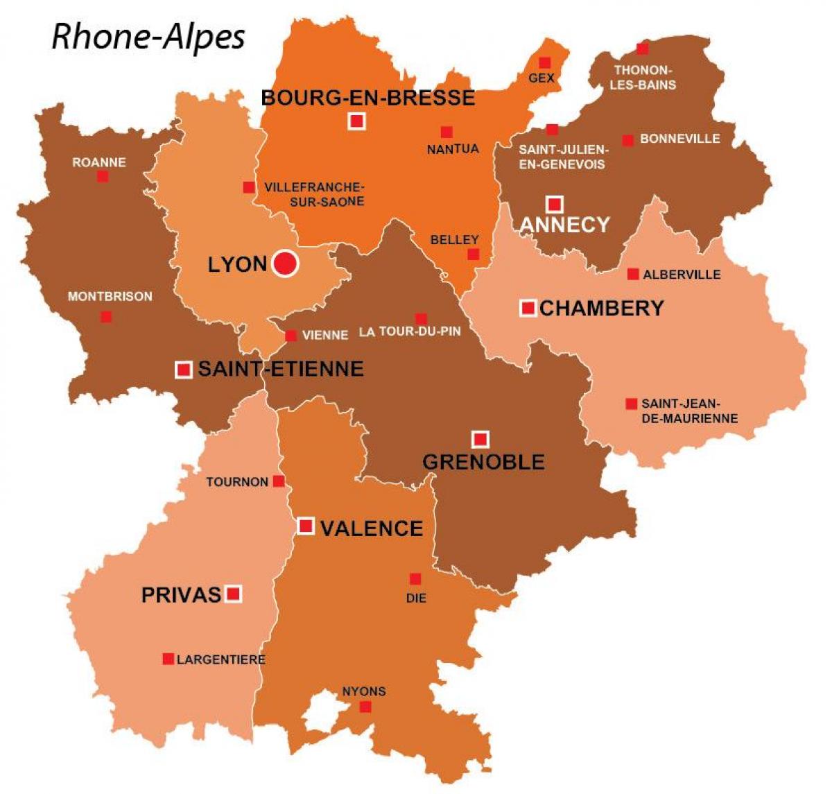 لیون خطے فرانس کا نقشہ