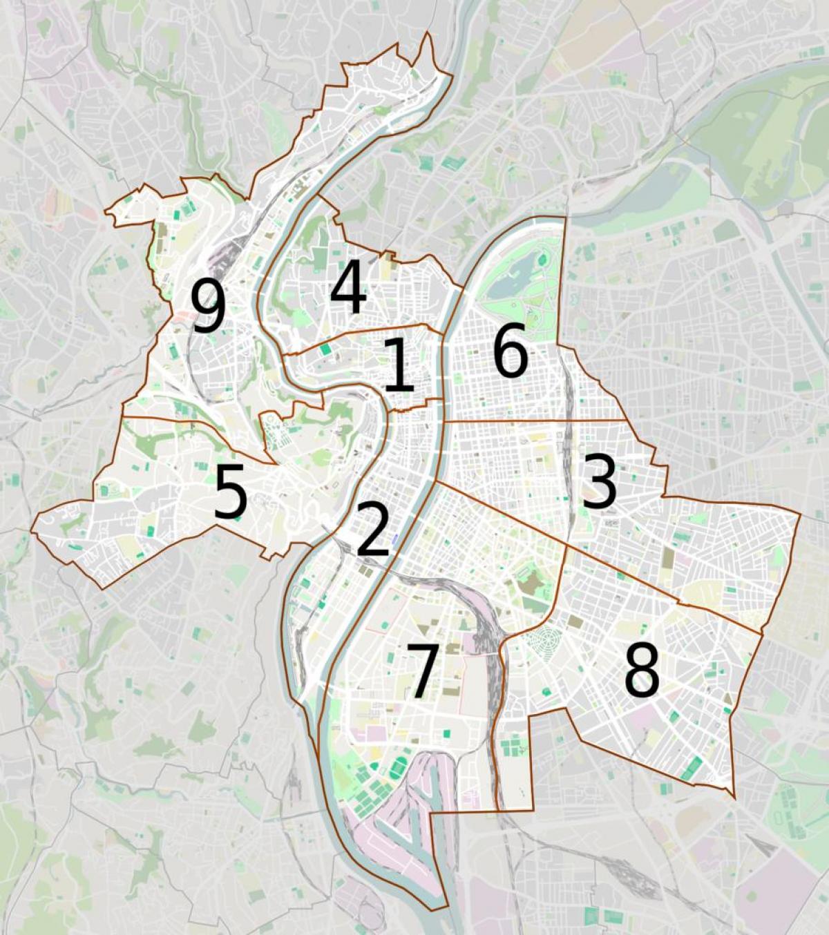 کا نقشہ لیون arrondissements