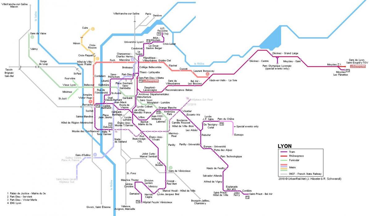 لیون ریل کا نقشہ