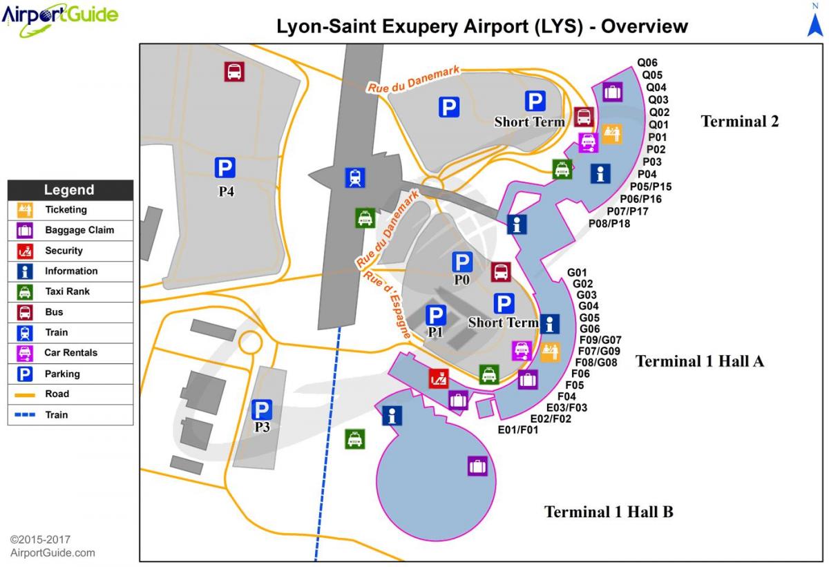 لیون فرانس کے ہوائی اڈے کا نقشہ