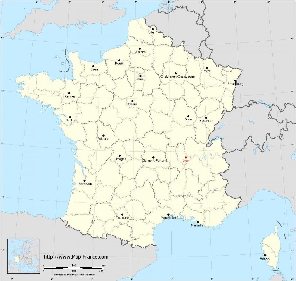 کہاں ہے لیون ، فرانس میں ایک نقشہ